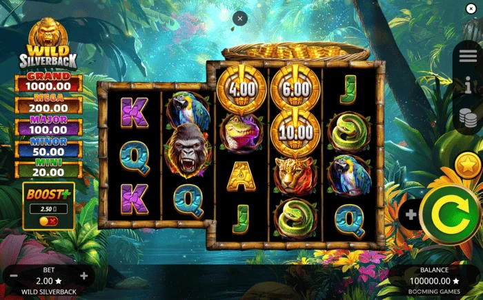 Wild Silverback - 3-3-4-4-4 ızgaralı ana oyun ekranı